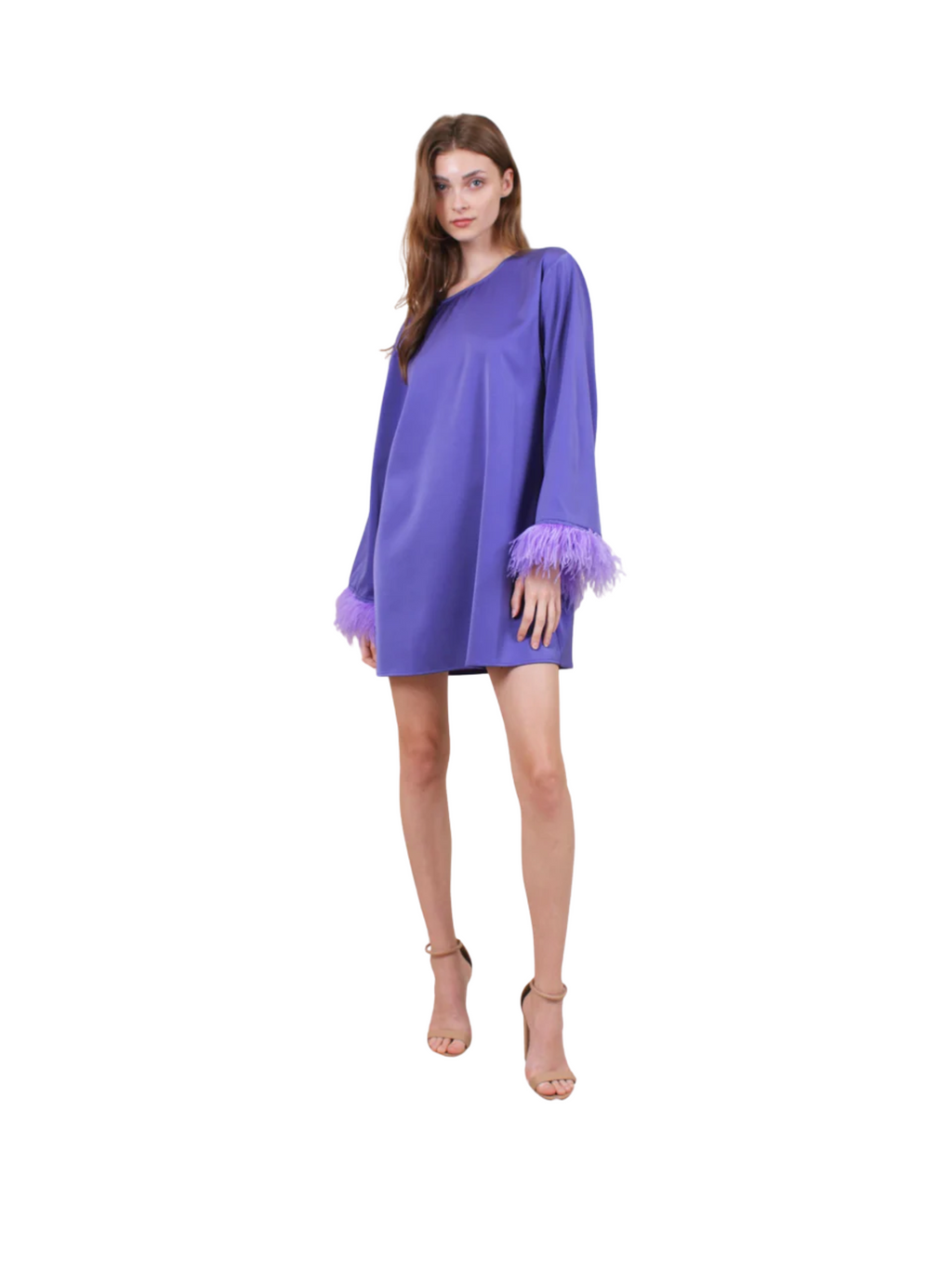 Feather Sleeve Mini Dress