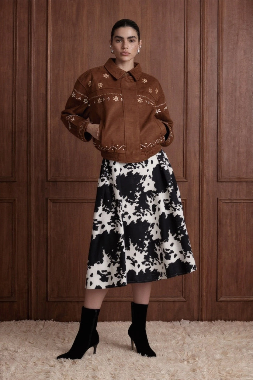 Suede Embellished Coat