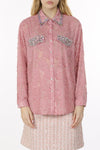 Pink embellished fringe detail blouse