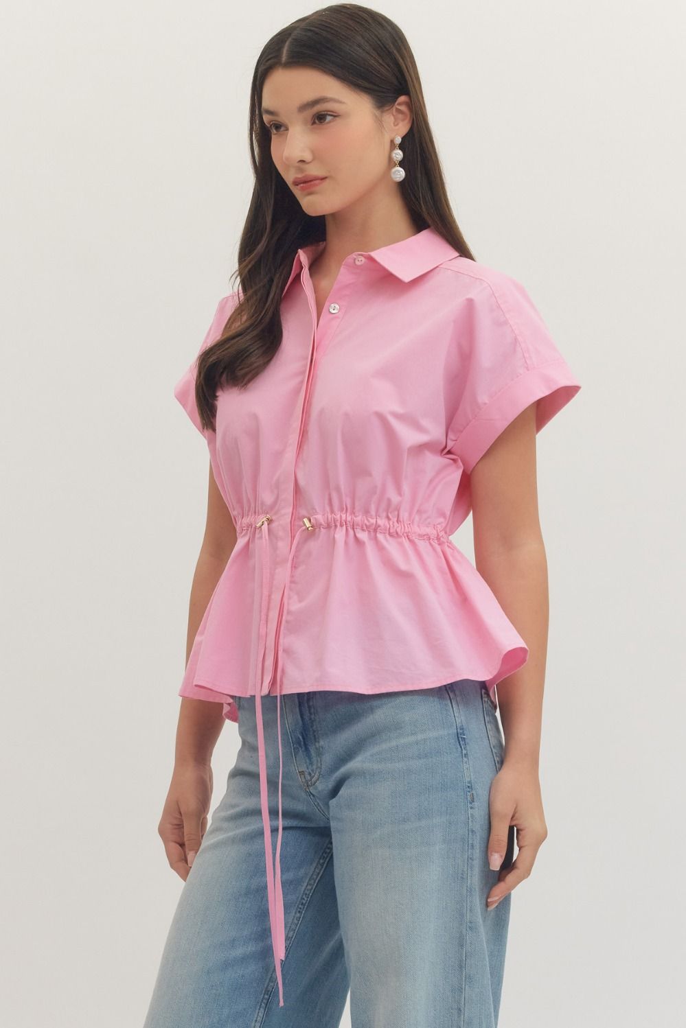 Pink peplum blouse pre order