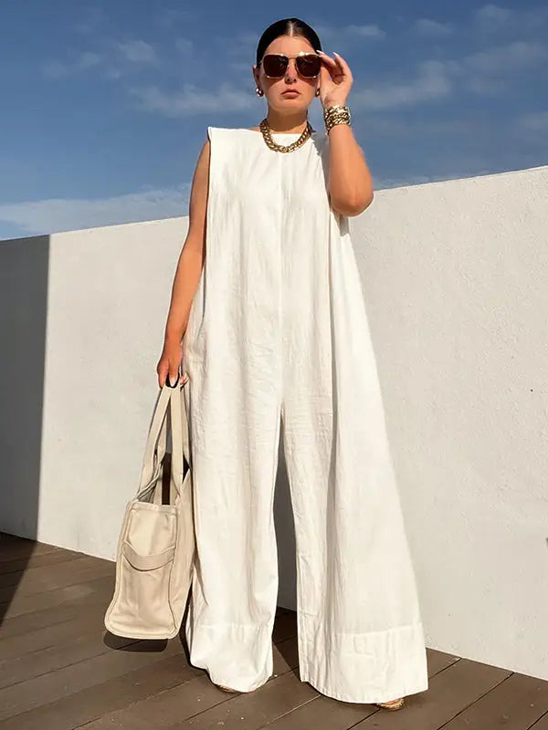 White Wide leg Jumpsuit