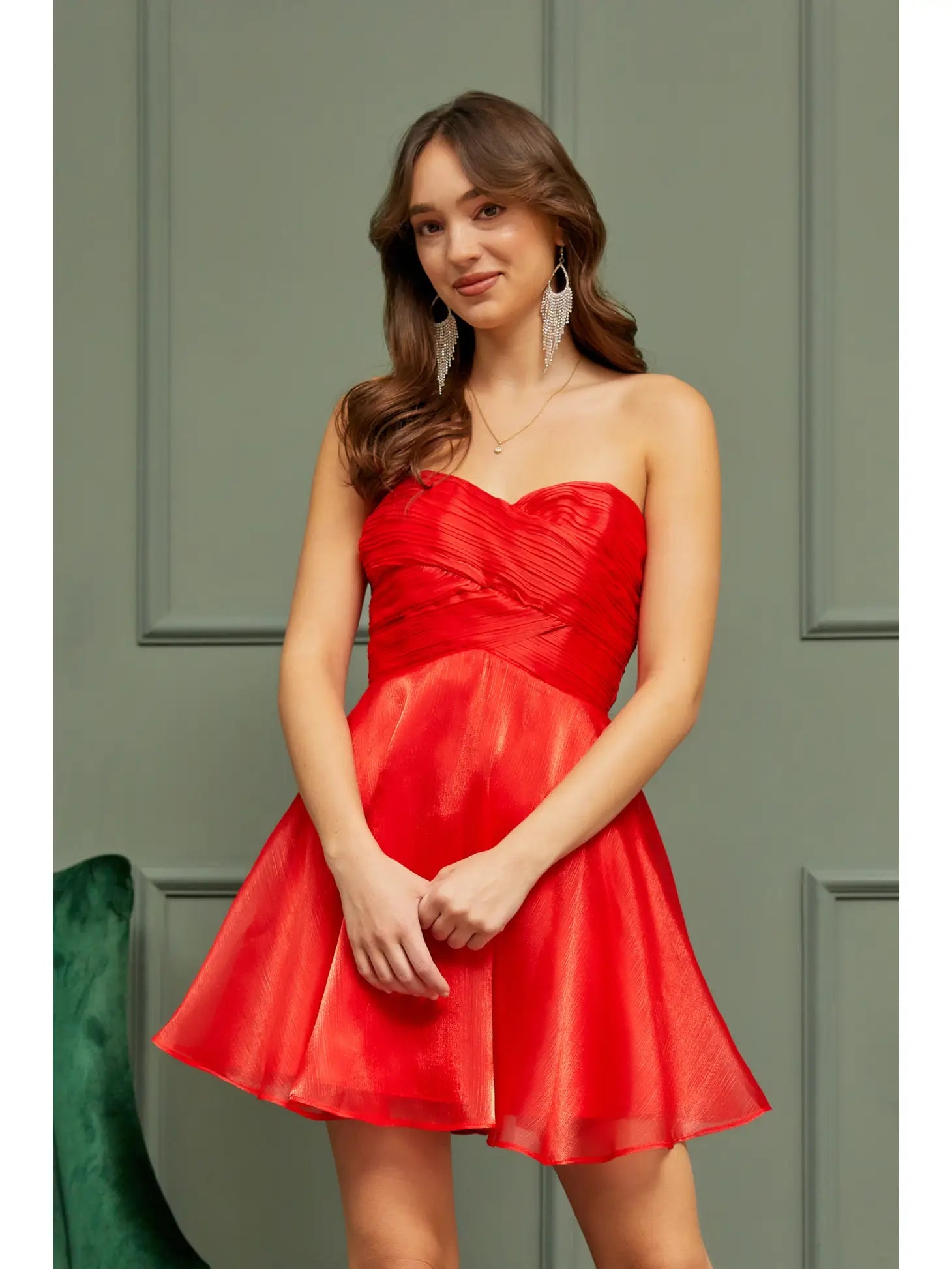 Shine On Red Strapless Dress *Final Sale* – Indigo Boutique