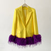 Yellow and Purple feather blazer ( Mardi Gras Collection)