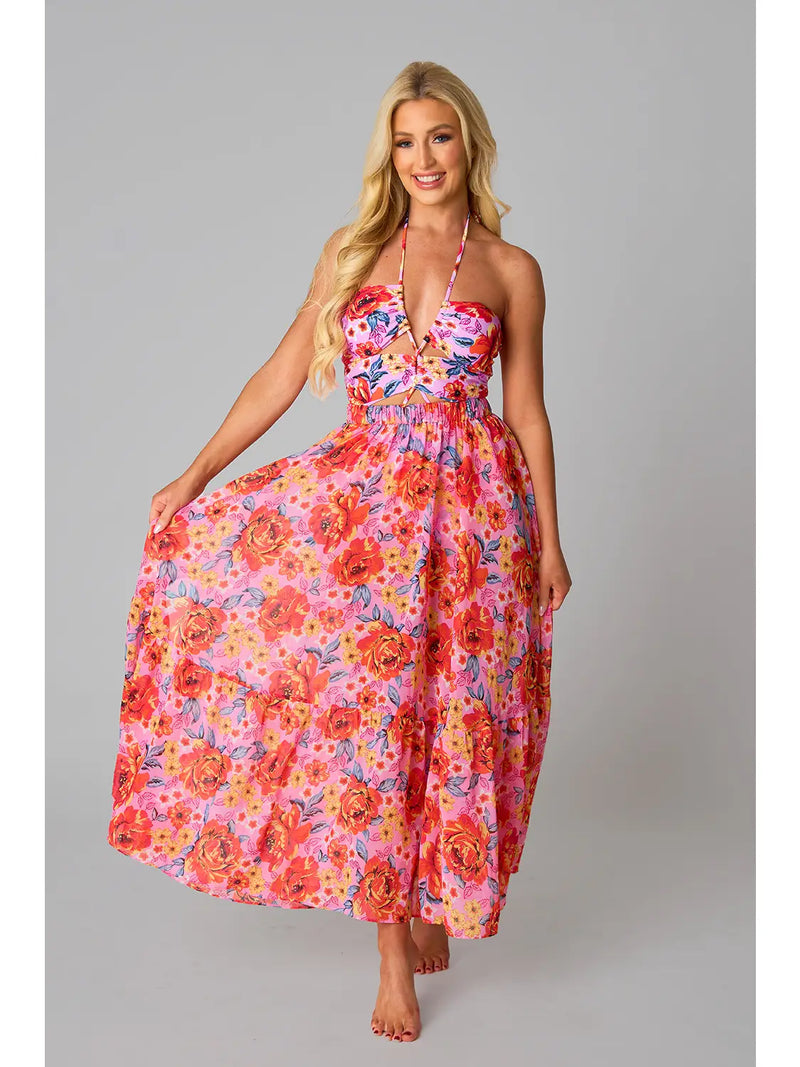 Floral One Piece Set with Skirt
