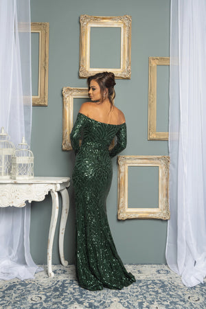 Green Sequin Formal Dress