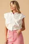 Woven White Crop Blouse