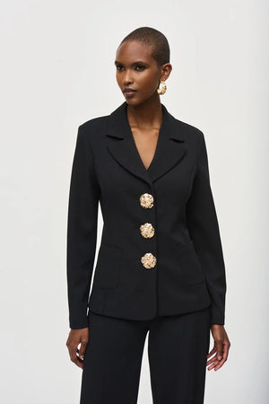 Scuba Crepe Fitted Blazer in Black