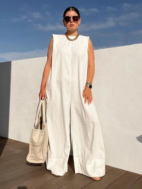 White Wide leg Jumpsuit