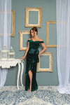 Green Velvet Studded Formal Dress