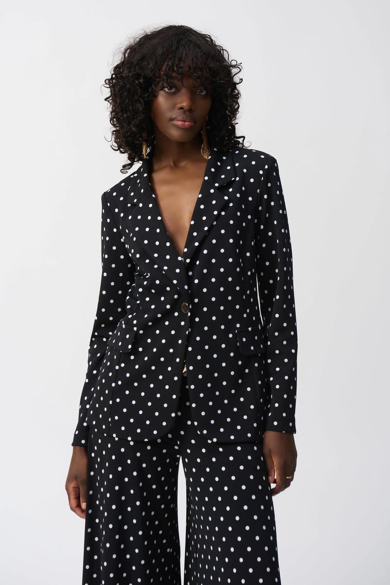 Silky Knit Polka Dot Blazer