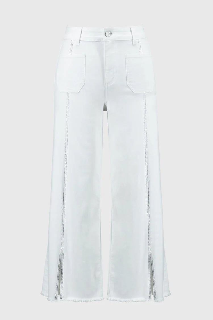 White Culotte Embellished Jeans