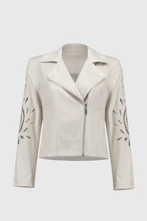 Foiled Faux Suede Moto Jacket