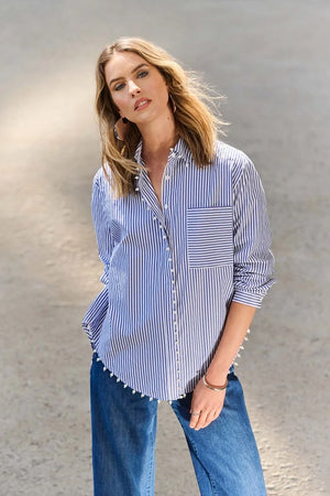 Stripe Pearl Button Down