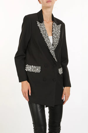 Rhinestone Black Blazer