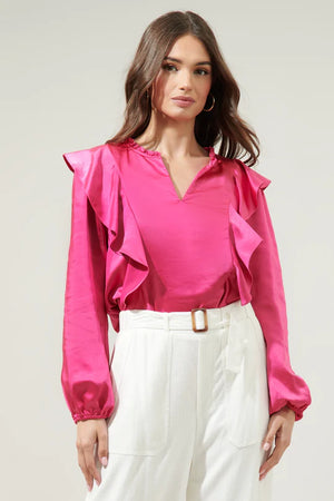 Love Story Blouse in Hot Pink