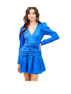 Paris Blue V-neck Ruffle Dress