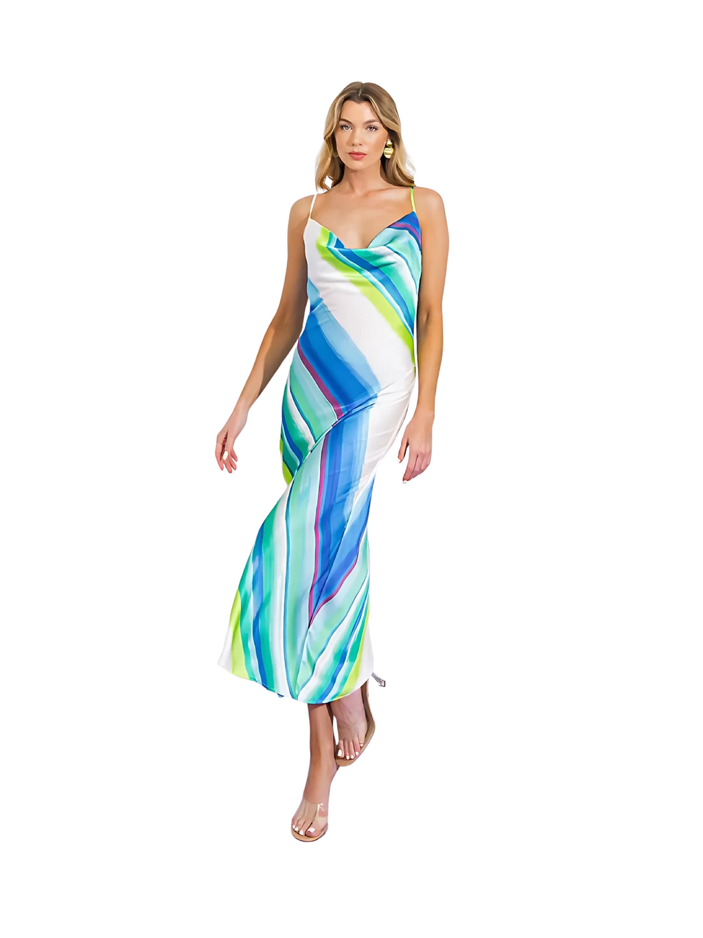 Satin Midi Stripe Dress