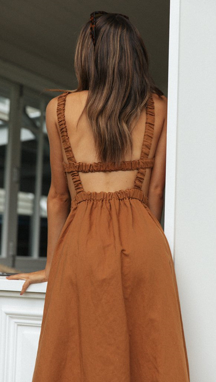 Sleeveless midi back strap dress