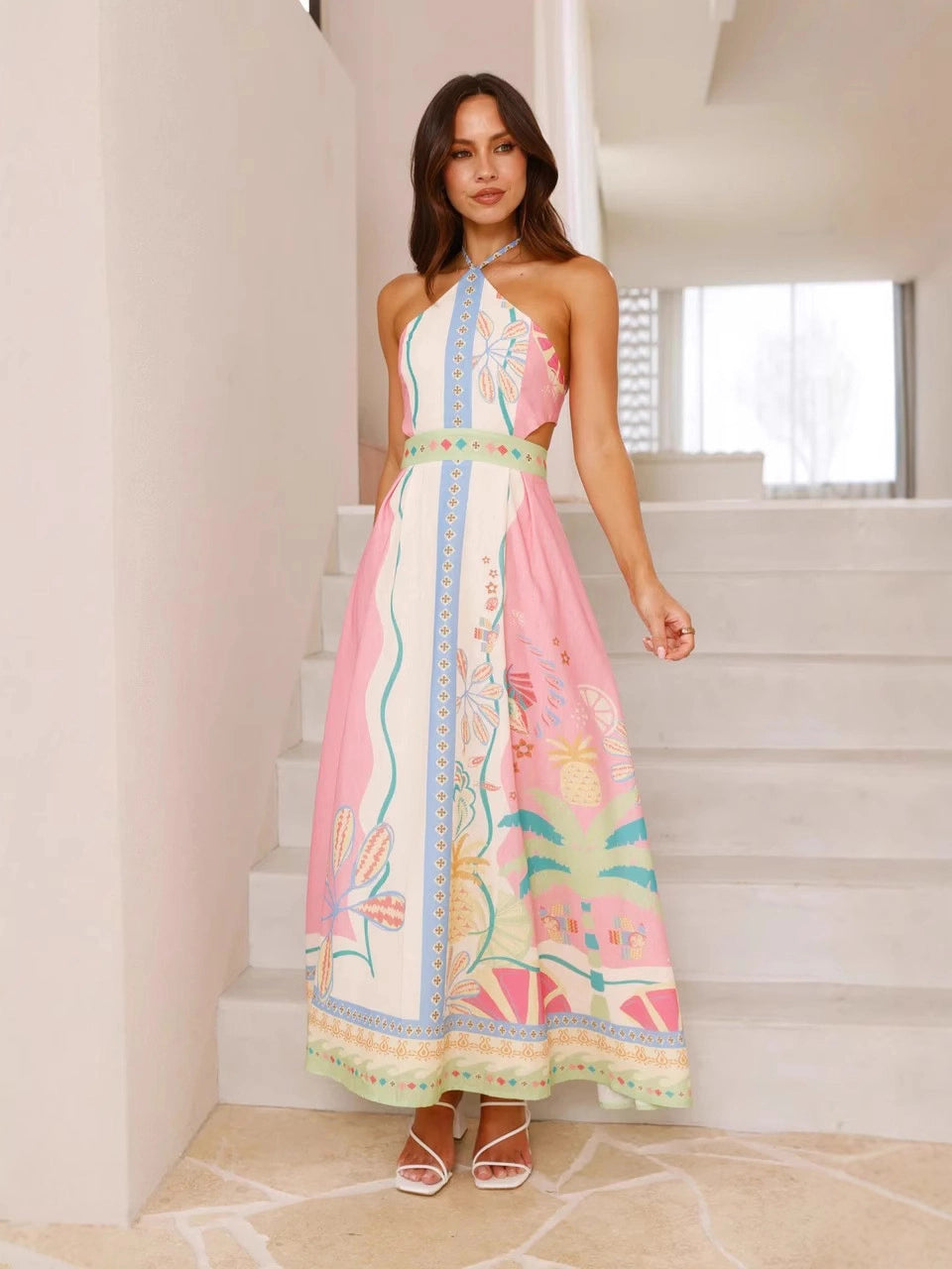 Halter Long Print Maxi