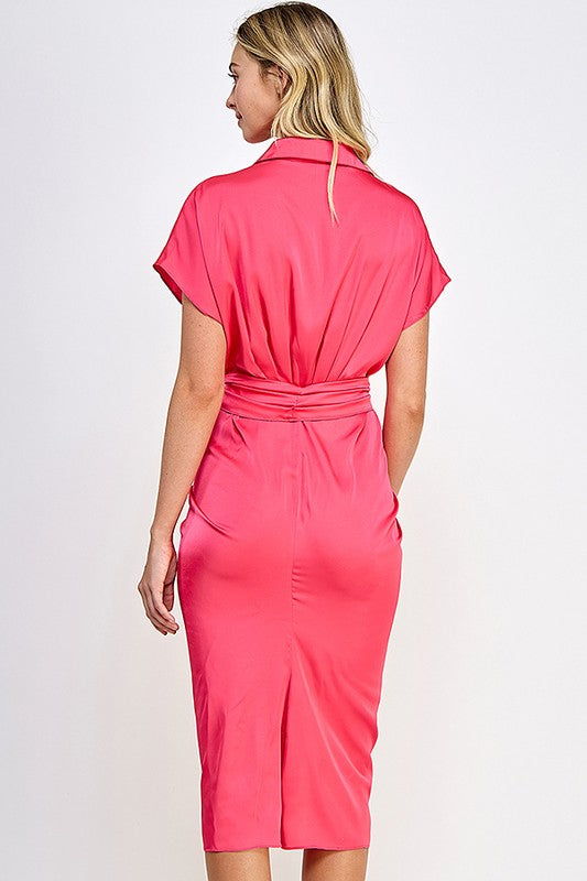 Ruched Tie Front Dress