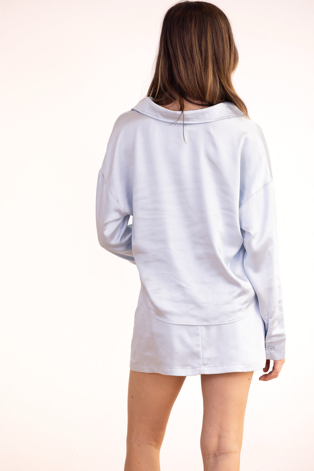 Satin sky blue blouse