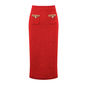 Red and Gold Luxury Beaded Skirt and Top Set