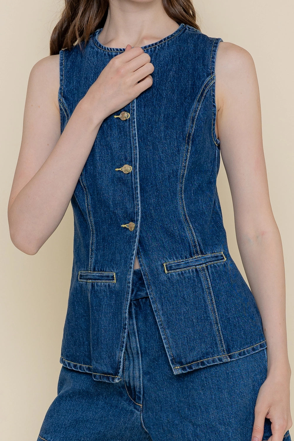Blue Denim Short and Vest Set