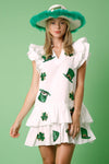 St. Patricks Sequin Clovers Mini Dress
