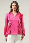 Love Story Blouse in Hot Pink