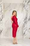 One Shoulder Red Sequin Dress