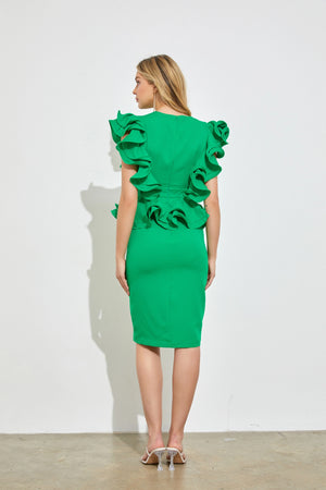 Paris Green Ruffle Dress *Final Sale*