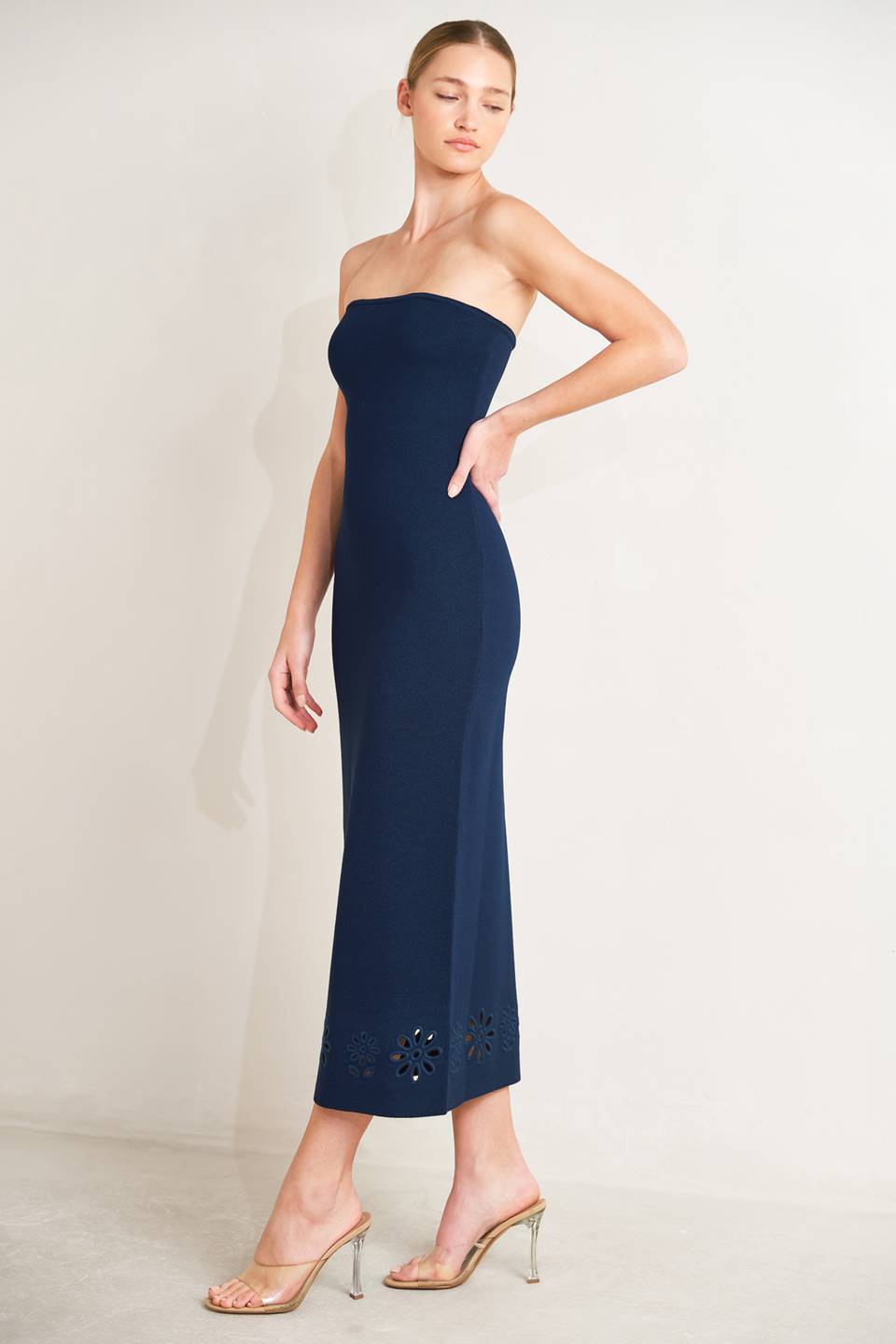 Strapless Embroidered Cut Dress