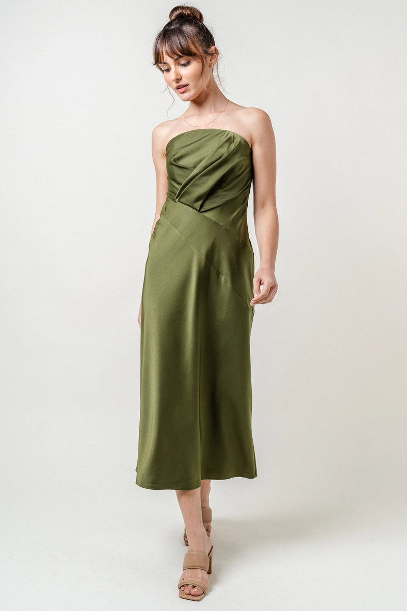 Strapless Olive Slip Dress