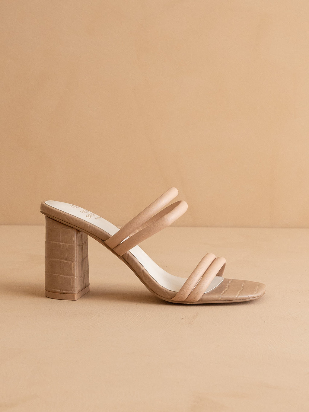 Nude Aligator Slip On Heels