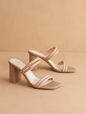 Nude Aligator Slip On Heels