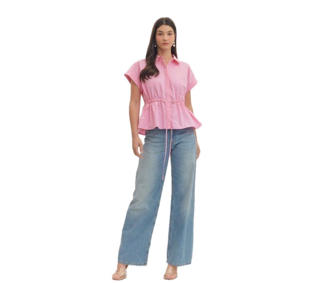 Pink peplum blouse pre order