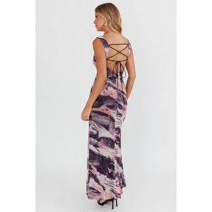 Multi Color Lace up back Dress