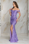 Purple Off the shoulder Formal dress