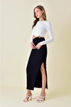 Black and white cutout midi dress