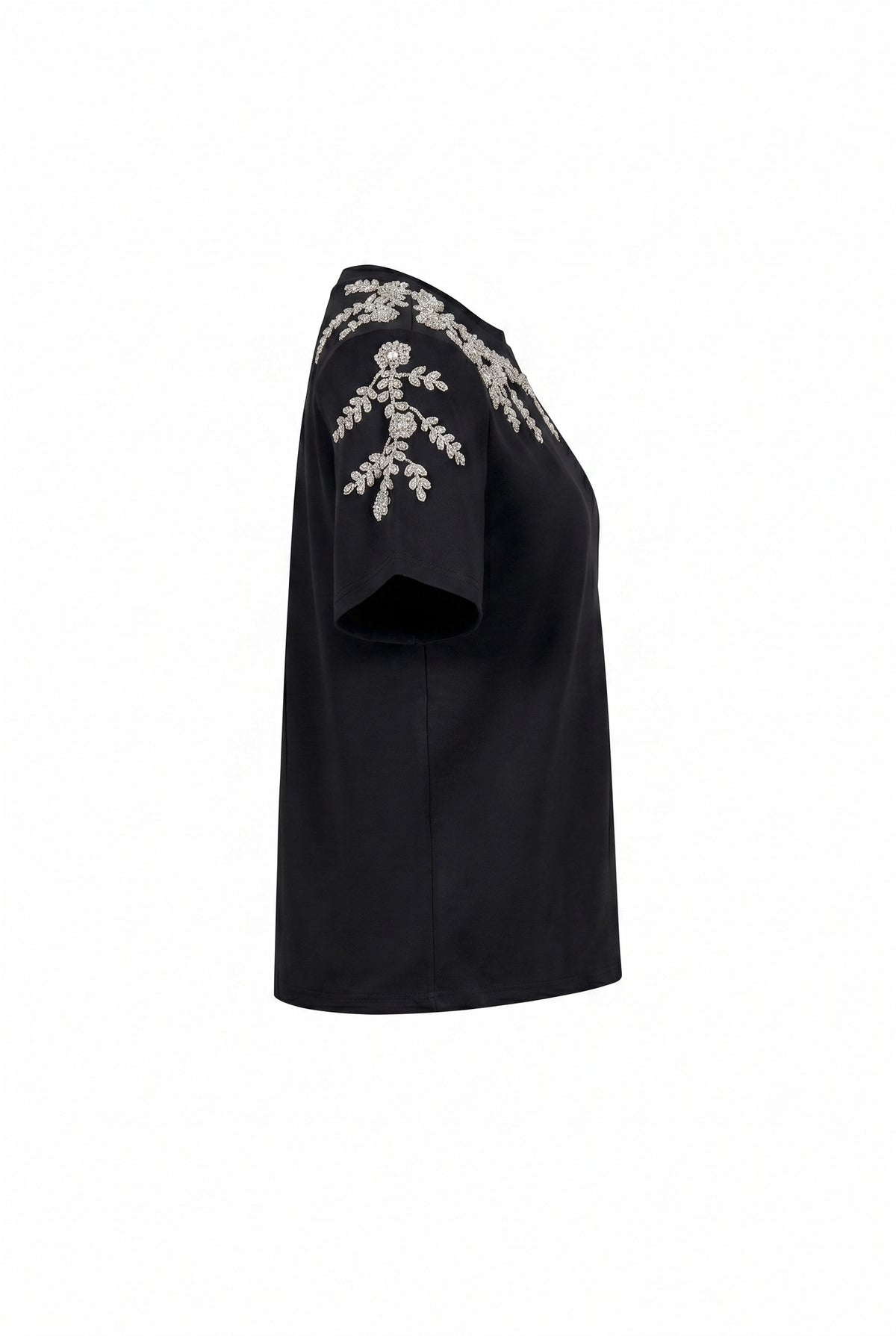 Short Sleeve T-Shirt with Beaded Applique