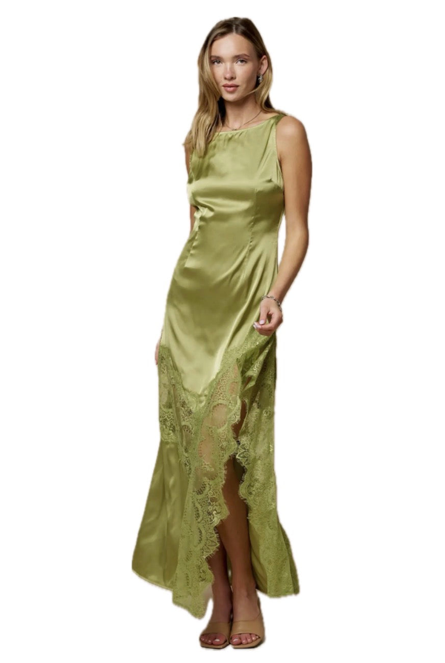 Sleeveless Maxi with side lace slit