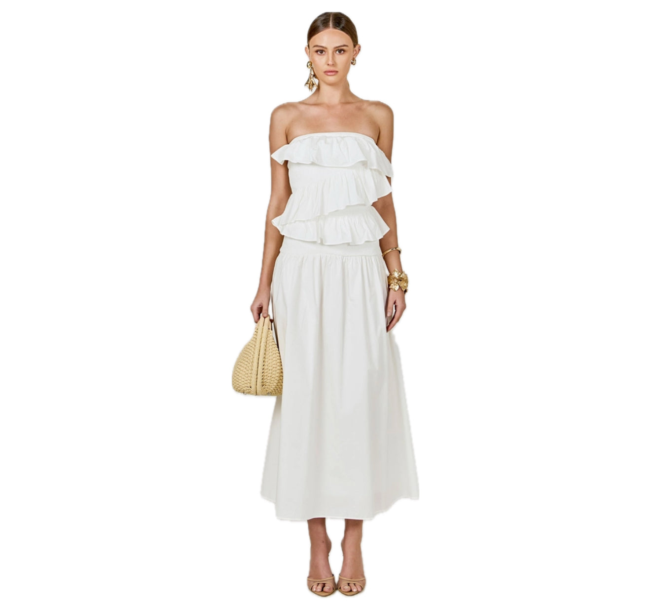 Ruffle white midi