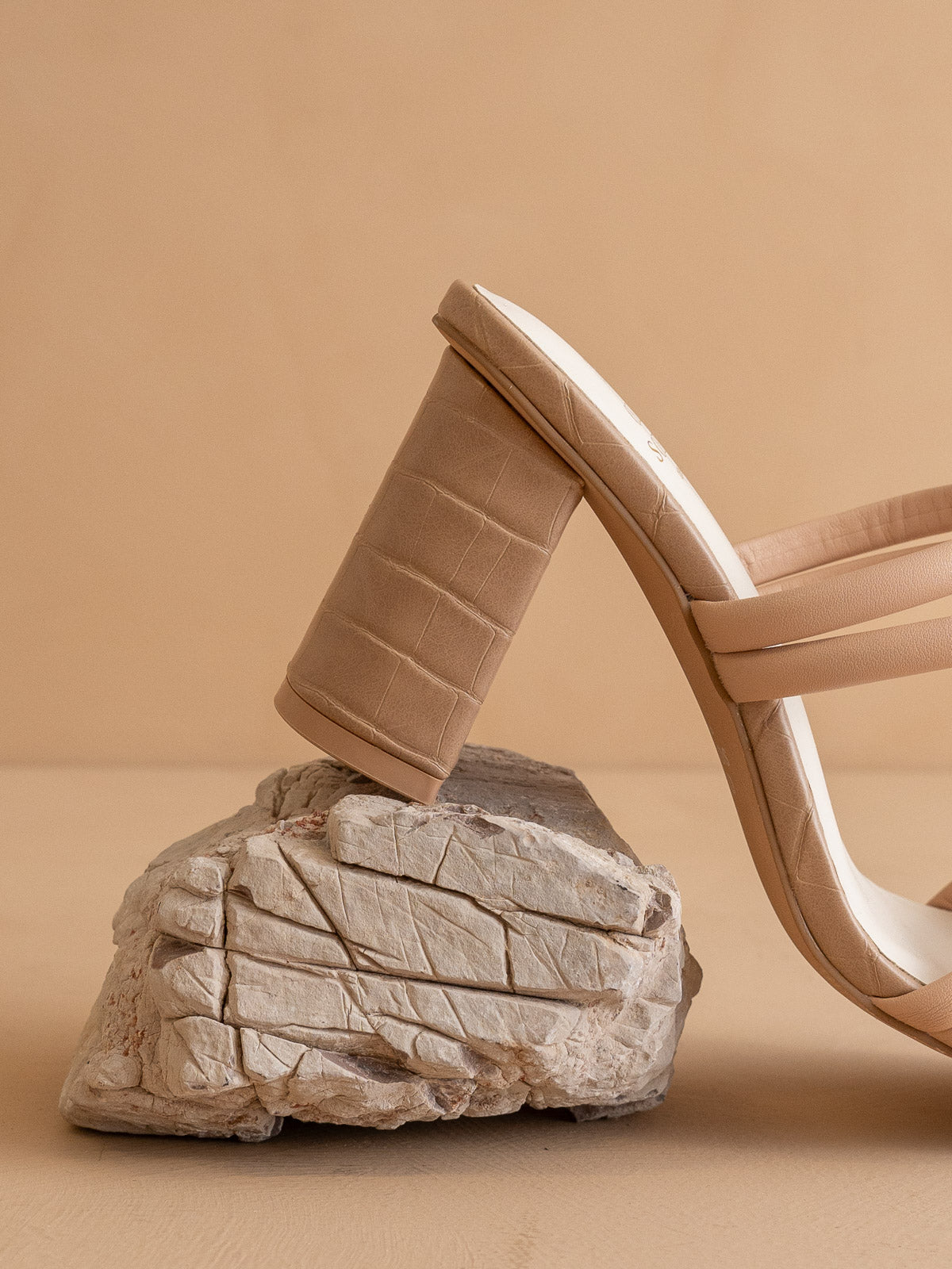 Nude Aligator Slip On Heels