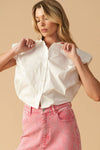 Woven White Crop Blouse