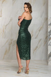 One Shoulder Green Sequin Dress