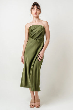 Strapless Olive Slip Dress