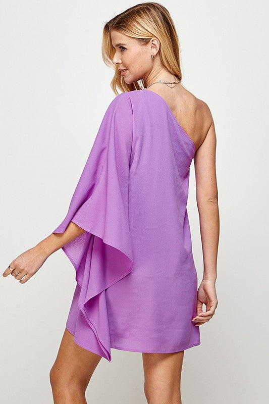 Purple one shoulder dress