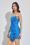 Ocean Blue Ruffle Strapless Dress *Final Sale*