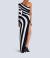Zebra One Shoulder Zipper Dress