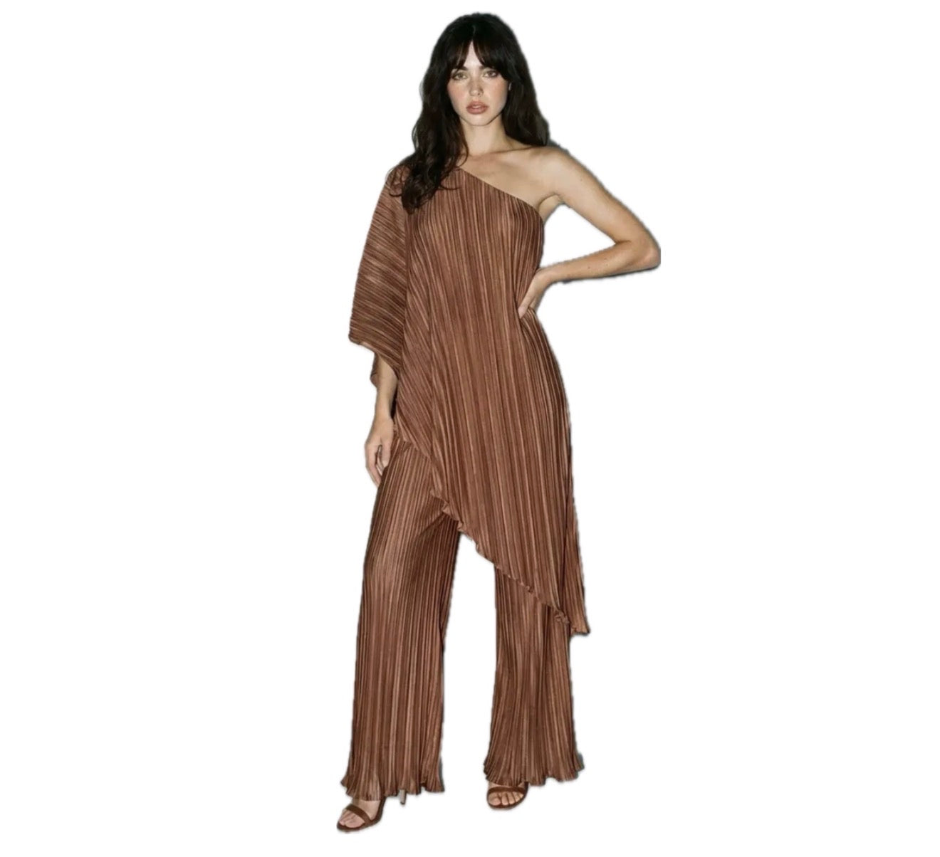 One shoulder pleated set